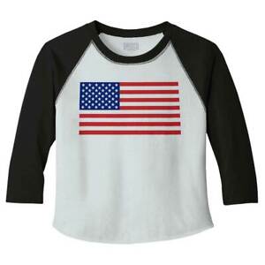 Patriotic American Flag Stars Stripes USA Toddler Baseball Raglan T Shirt