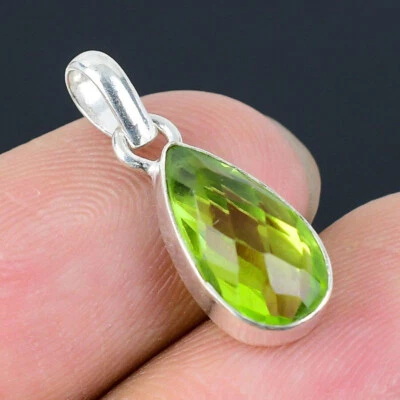 Lush Peridot Topaz Gemstone 925 Sterling Silver Handmade Pendant S-39 - Image 1 of 4