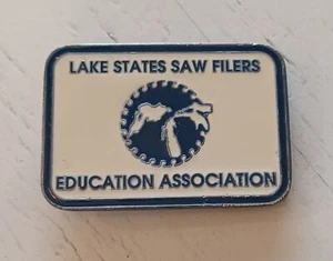 Vintage Lake States seghetto volantini istruzione smalto cintura fibbia lame seghetto utensili mulino - Foto 1 di 3