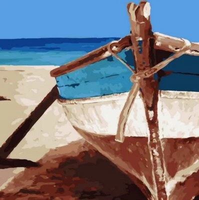 NORIMPEX 50x40 cm Malen nach zahlen Set painting by numbers Ein Boot Am Strand