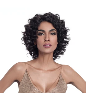 Peluca de cabello humano elegante Betris Gold 100% cabello humano virgen con patrón de rizo - Imagen 1 de 3