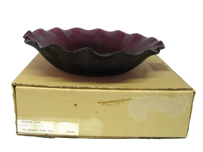 NEW Mikasa Glass Amethyst Purple Embossed Ruffled Lotus 9.75" Hostess Bowl  - Image 1 of 4