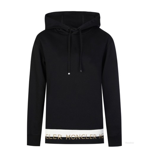Felpa con cappuccio Moncler Shimmer logo a righe metalliche orlo