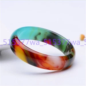 Natural Beautiful Multicolor Agate Jade Bangle Bracelet Hand-Carved for 56-64MM - Picture 1 of 28