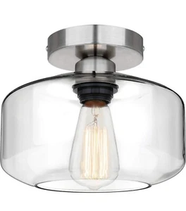 Semi Flush Mount Ceiling Light Brushed Nickel, - Picture 1 of 8