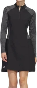 Adidas Women's UPF 50 Long Sleeve Golf Mini Dress With Shorts Black SZ M NWT - Picture 1 of 7