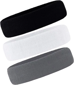 Headband 3 Pack Men Women Sweatband Terry Cloth Moisture Wicking Sports Multi - Picture 1 of 5