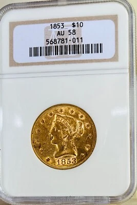1853 Gold Liberty Eagle $10 NGC AU58 - Image 1 of 4