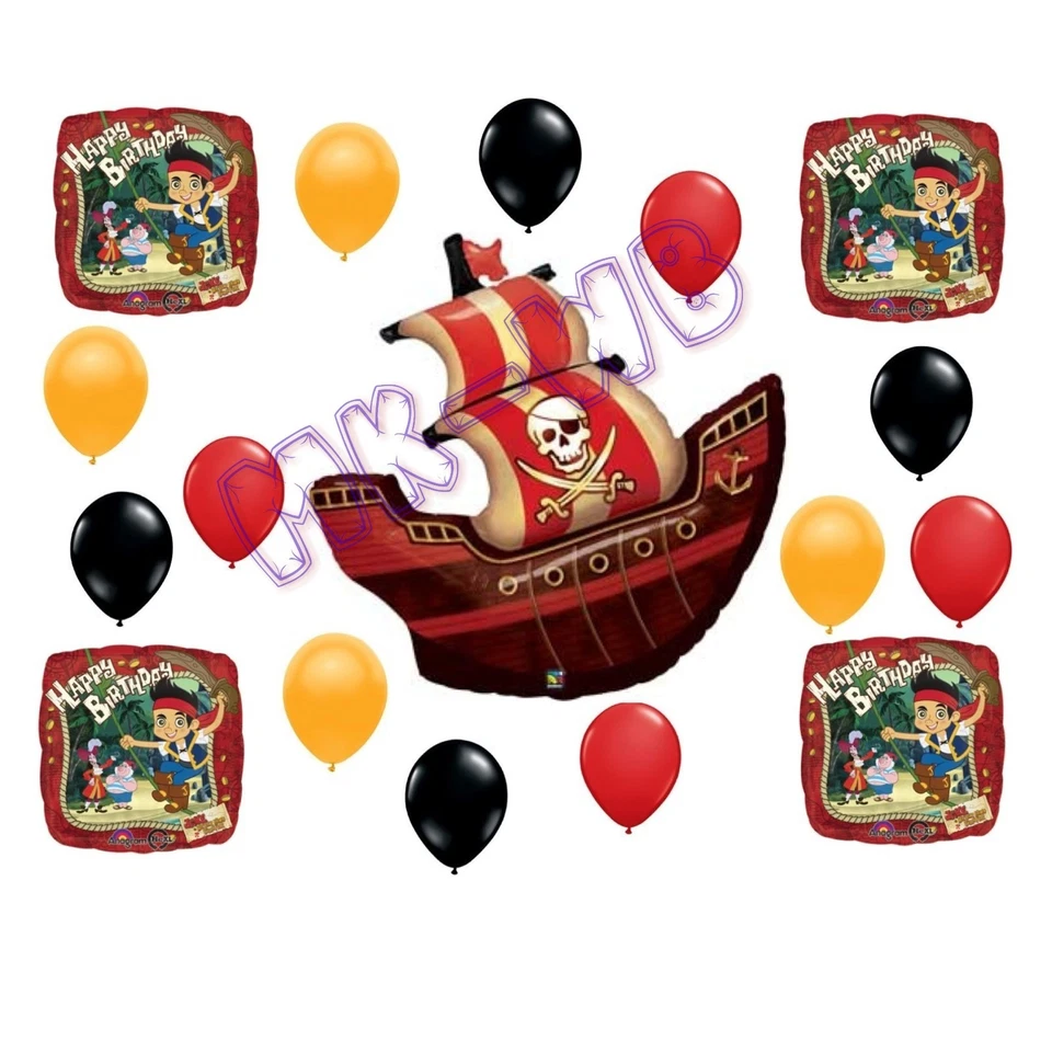 Jake & the Neverland / Pirate Ship 'Happy Birthday' Balloons Set  17 Pieces - Image 1 of 1
