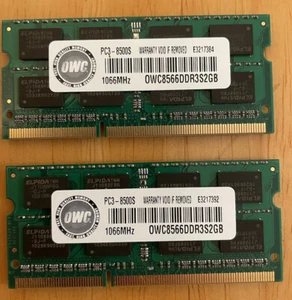 Two Elpida 2GB SO-DIMM 1066 MHz DDR3 Memory (HMT112S6TFR8C-G7) - Picture 1 of 2