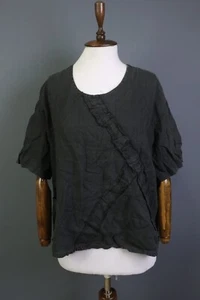Vintage Sarah Santos 100% Linen Lagenlook Short Sleeve Top Blouse Size 3L - Picture 1 of 19
