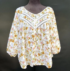 Blusa Campesina HESTER & ORCHARD Anthropologie Talla XL Floral Armonía Encaje - Imagen 1 de 20