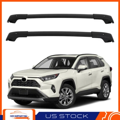 2pcs Roof Rails Luggage FIT FOR TOYOTA RAV4 2014-2019 Port Rack Bar Black US - Image 1 of 4