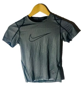 Nike Pro Boys' Stripes Short Sleeve Shirt Training Top, Black/Gray - Picture 1 of 9