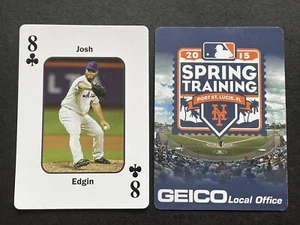 *SCARCE* JOSH EDGIN ~ 2015 NY Mets Spring Training Playing Cards ~ 8 CLUBS - Picture 1 of 1
