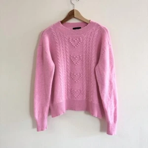 Charter Club Luxus Kaschmir Rosa Herz Zopfmuster Pullover Gr. M - Bild 1 von 8