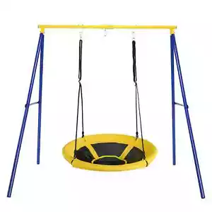 ₢ostzon 550lbs Metal Swing Sets for Backyard, Heavy Duty Full Steel Swing Frame - Picture 1 of 9