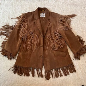 Pioneer Wear Suede Jacket Fringe Suede Cowboy Western Hippie VTG 60s 70s Mens 44 - Picture 1 of 20