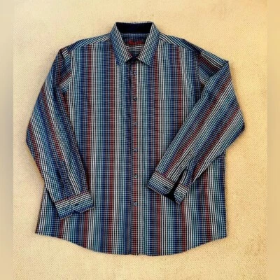 Tasso Elba Men’s XXL Cotton Multi Colored Button Front Long Sleeve Dress Shirt - Image 1 of 4