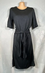 Majestic Filatures charcoal grey silk-mix jersey 1/2sleeve tie-waist dress, 8 - Picture 1 of 3