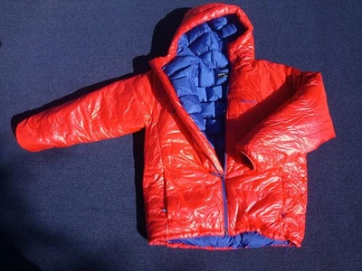 Marmot West Rib Mountaneering Expedition Down Coat Parka orange blue XL 800 Fill - Image 1 of 4