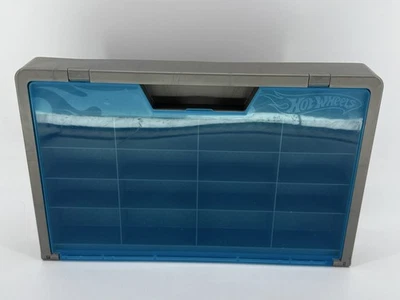 Hot Wheels 16 Car Wall Display Case Blue Silver Gray - Image 1 of 4