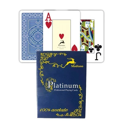 Ramino Acetato 2 Jumbo Index Blue Playing Cards Deck Plastic Modiano Italy New - Image 1 of 4