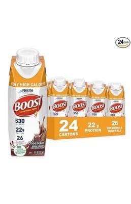 BOOST Bebida Proteica Muy Alta en Calorías 530 Cal Chocolate 8oz Paquete de 24 Foto 1 de 2