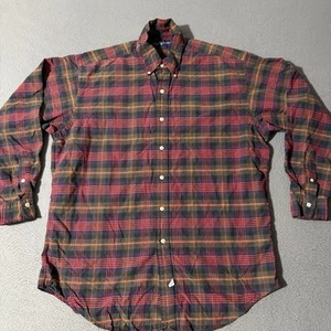 Polo Ralph Lauren vintage uomo media rossa a quadri manica lunga camicia casual - Foto 1 di 7