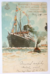 1900 An Bord Des Dampfers Graf Waldersee Hamburg Amerika Line Postcard - Picture 1 of 2