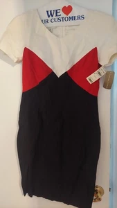 Neu mit Etikett Vintage lässiges Eckkleid Gr. 4 Farbe Block Y2k Leinen Viskose Mischung gefüttert USA - Bild 1 von 4