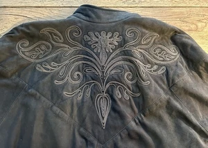 Chaqueta Bomber Gamuza Vintage Givenchy Gris Carbón Negra Diseño En la Espalda Talla M - Imagen 1 de 9