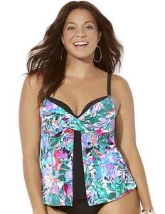 Swimsuits for All Women's Faux Flyaway Underwire Tankini Top (Plus Sizes - Picture 1 of 7