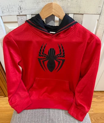 Marvel Spiderman Hoodie Boys Small 6-7 Red Pullover Fleece Lined Sweatshirt EUC - Image 1 of 4