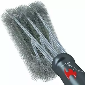 "Cepillo de parrilla de acero inoxidable Kona 360° - negro, seguro de usar, 18" - Imagen 1 de 10