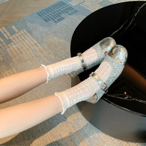 Women's Fashion Patent Sequin Two Tone Buckle Strap Mary Jane Ballet Shoes IISO - Picture 1 of 14