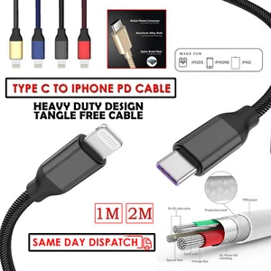 PD USB Type C iPhone Fast Charger Cable For iPhone 15 14 13 12 11 Pro Max iPad - Picture 1 of 10