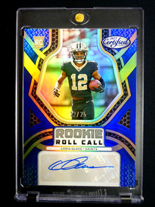 Chris Olave 2022 Panini Certified Rookie Roll Call BLUE Auto #12/25 ~Saints