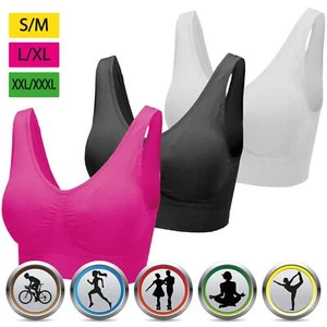 BH mit Polster Seamless Bustier Yoga Sport ohne Bügel Unterwäsche Damen Komfort - Bild 1 von 32