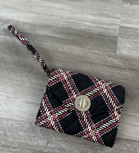 Vera Bradley Minsk Black Red Plaid Wristlet Purse Cotton Turnlock - Picture 1 of 6