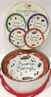 JILL SEALE 4 platos de postre colección comidas de temporada Boston Warehouse 2004 Foto 1 de 4