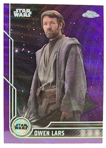 2023 Topps Chrome Star Wars Owen Lars #11 Purple Wave Refractor SP Card Tatooine - Picture 1 of 7