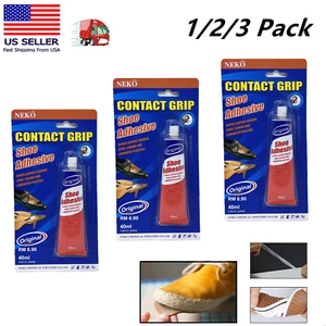 1/2/3 Shoe Adhesive Glue for Leather Vinyl Rubber Cork Canvas Contact Grip 40ml  - Picture 1 of 11