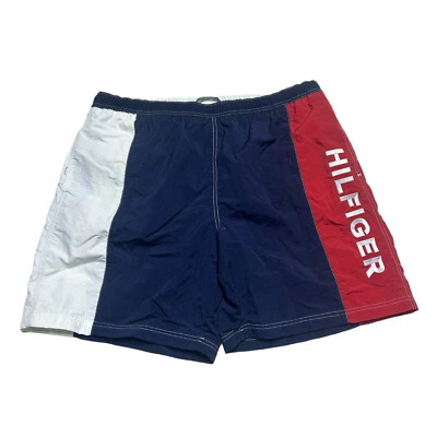 Vintage Tommy Hilfiger Swim Trunks Mens XXL USA Navy Blue Drawstring 90s - Image 1 of 4