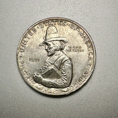1921  PILGRIM COMMEMORATIVE HALF DOLLAR NICE DETAIL   KEY DATE  #2248 Cover