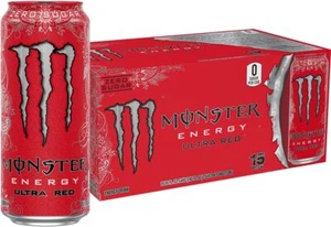 (15 Pack) Monster Ultra Red Crisp Berry Energy Drink, Zero Sugar, 16 Fl Oz - Picture 1 of 3