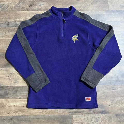 Vintage Nike Team Minnesota Vikings Fleece 1/4 Zip Purple Jacket Youth Size L Cover