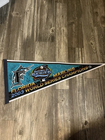 Autographed Marlins 2003 World Championship memorabilia flag Cover