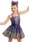 IC Retro Ombre Sequin Party Dress PURPLE  incl hair bow New Weissman AD01