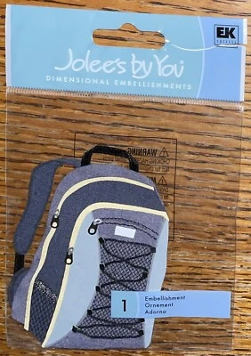 RARE Jolees Grey Backpack Work School Books Backpacking Hiking Scrapbook Sticker Foto 1 de 4